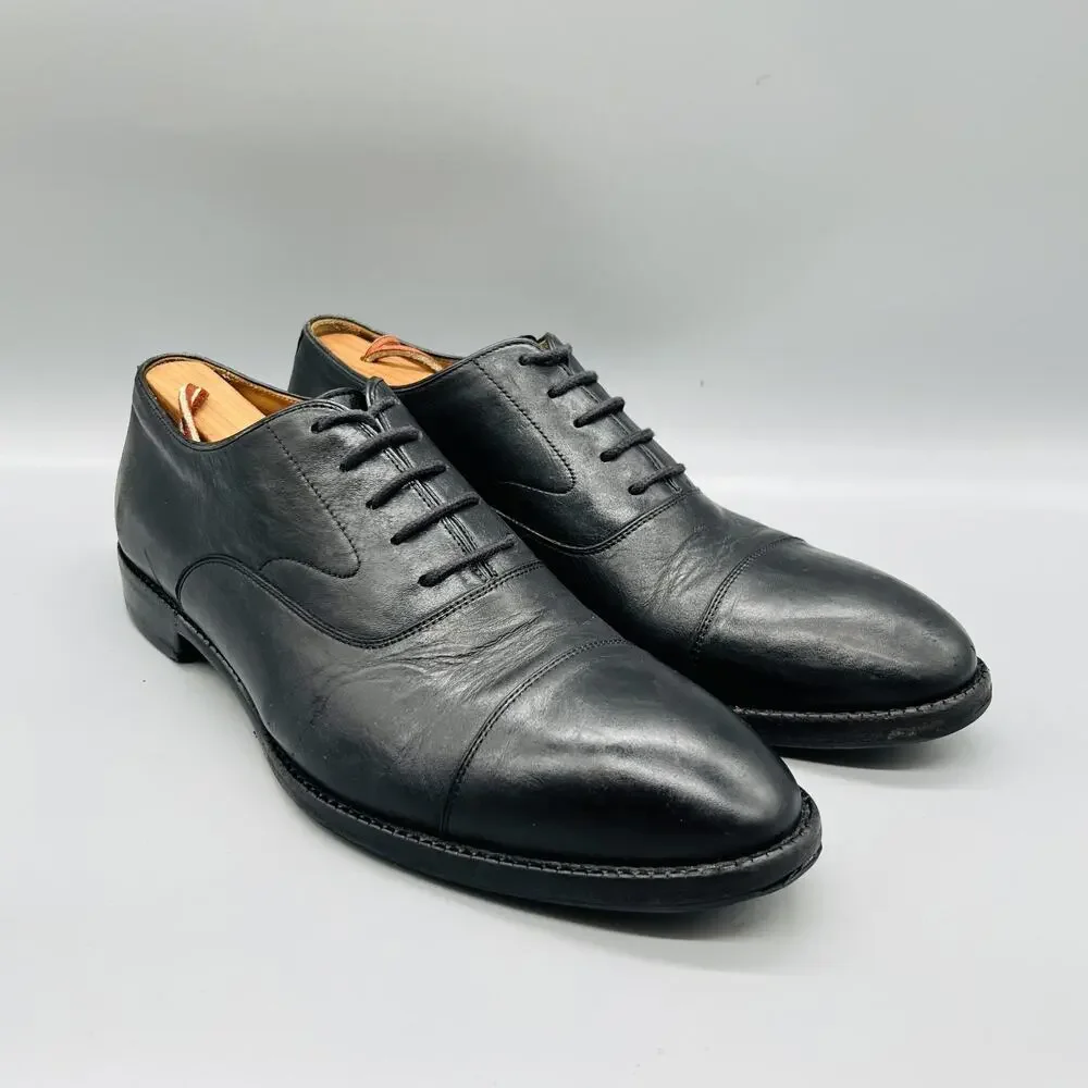 Beckett Simonon Shoes Mens 9 Black Leather Cap Toe Oxford Dress Handmade Classic